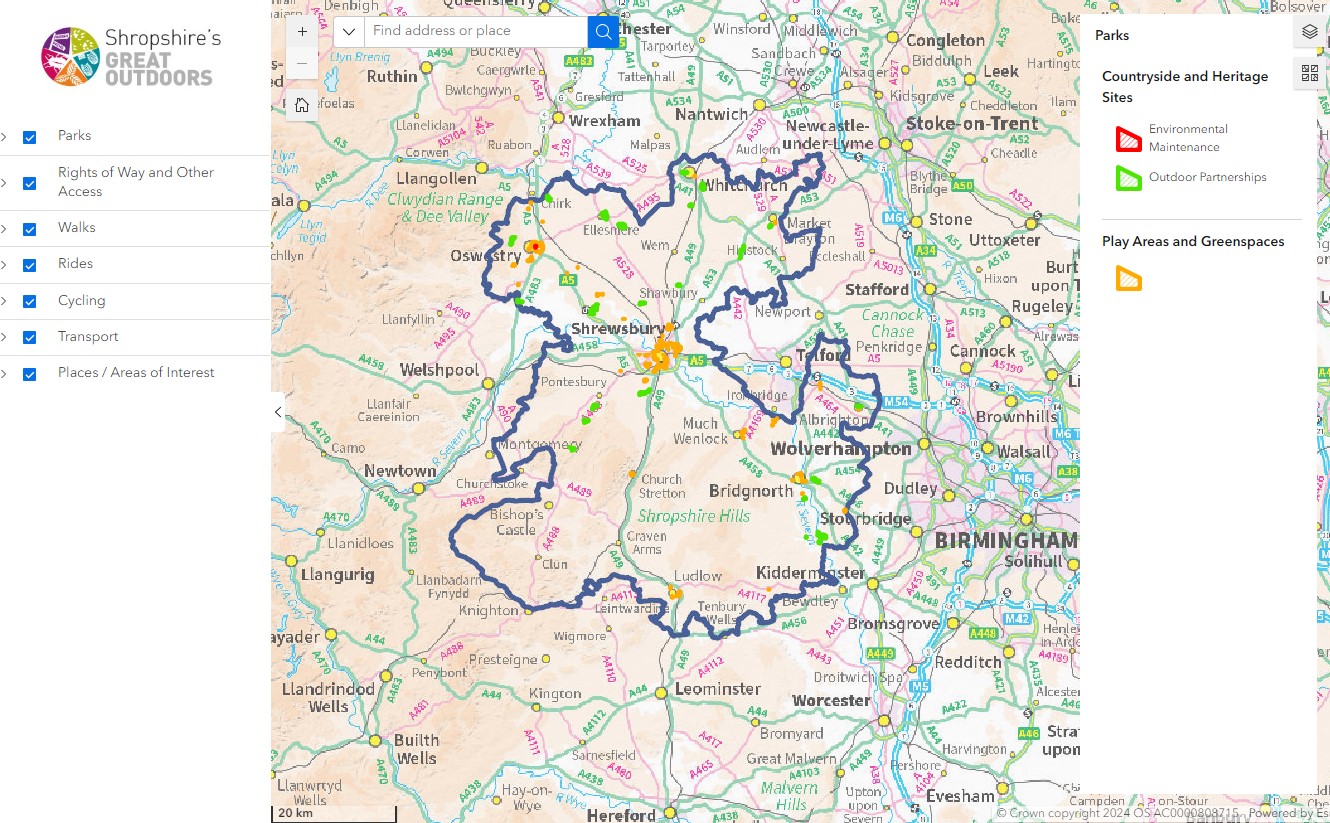 A screenshot of the interactive map