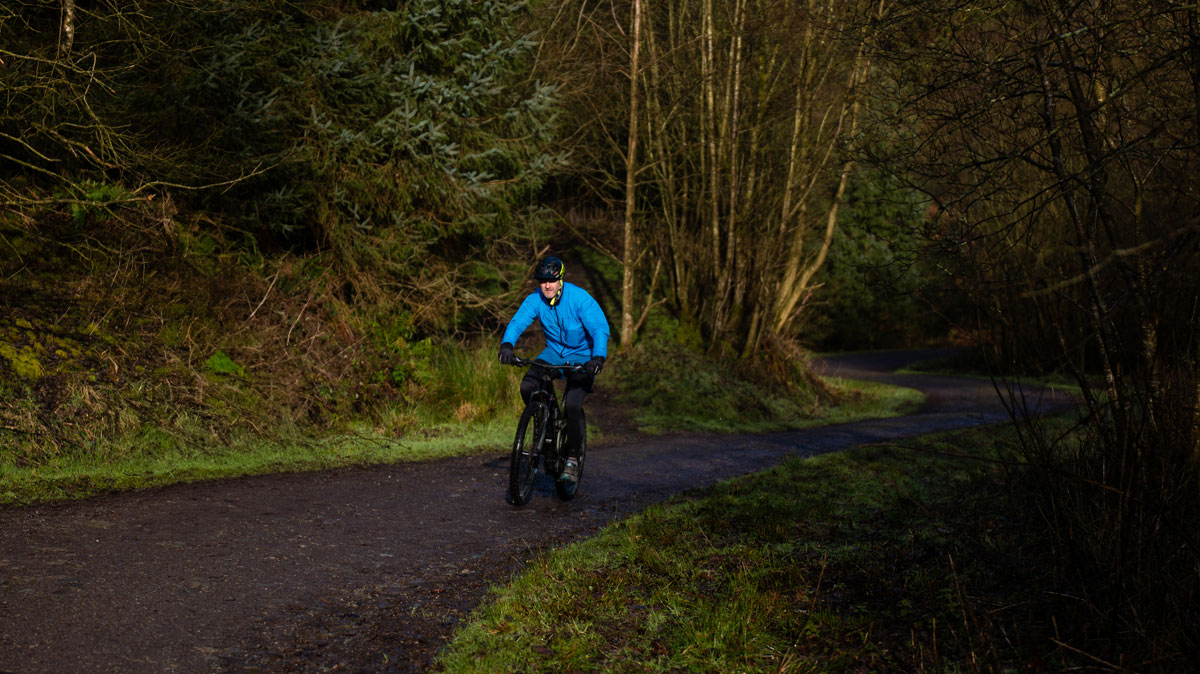 A cyclist on a country road