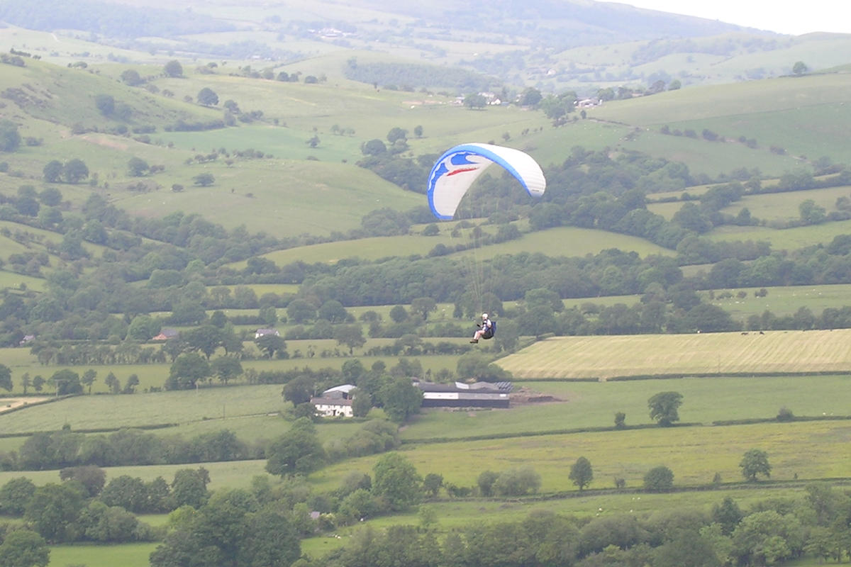 A paraglider at Long Mynd
