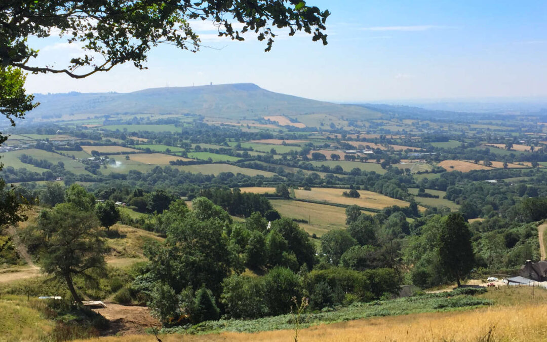 View across the Shropshire countryside towards Titterstone Clee