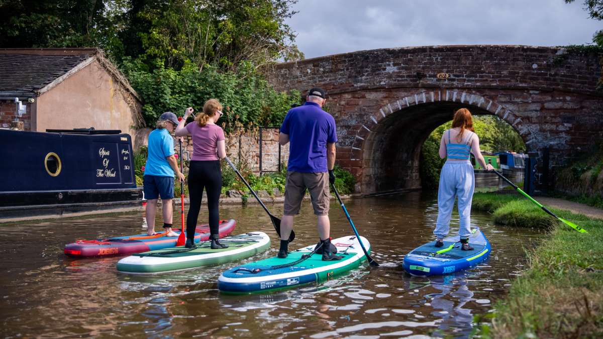 Paddle boarding on shropshire union canal