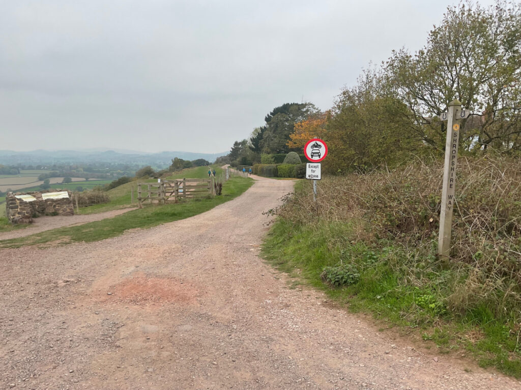 Photo showing finger posts at Lyth Hill indicating the Shropshire Way and Bridleway.