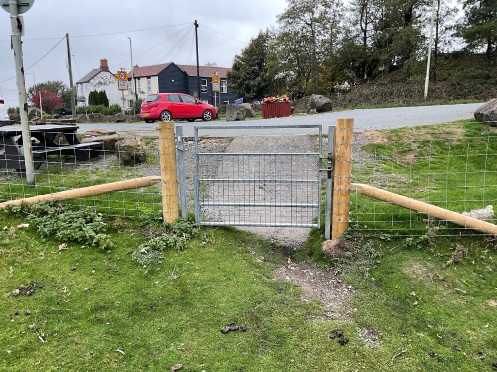 Photo showing a latched gate barrier at clee hill.