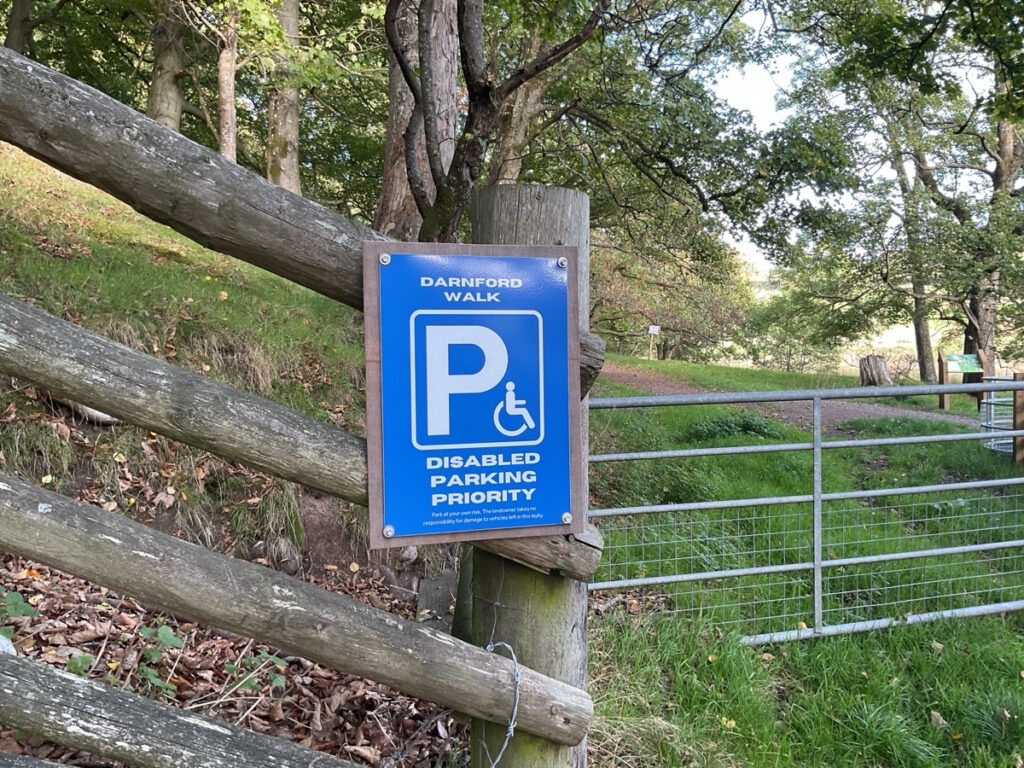 Picture showing parking sign for designated blue badge holders.