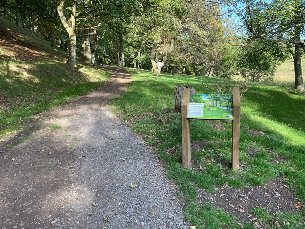 Photo showing the interpretation board at darnford brook.
