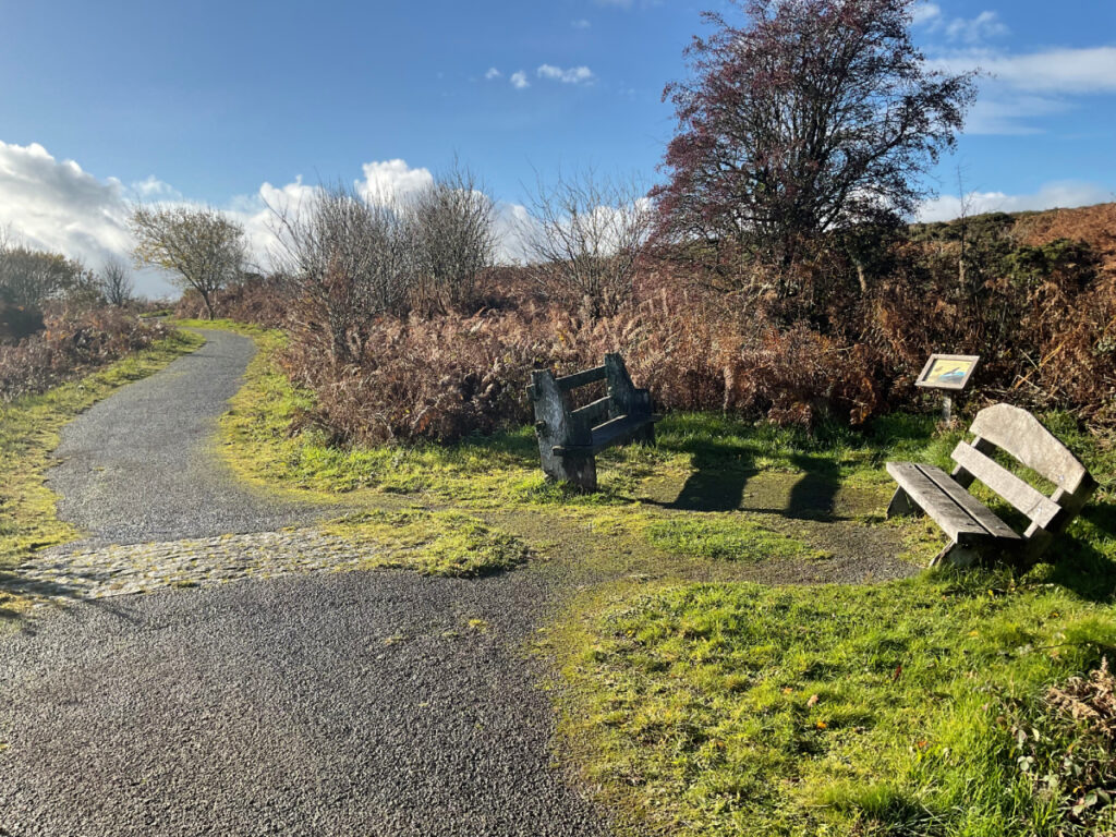 Photo showing the seating provided at the Easy Access Route Viewpoint at The Knolls.