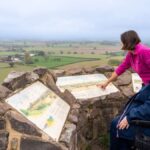 2 ladies looking at the toposcope at Lyth Hills