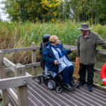 The wildlife pond and decking at the Discovery Centre, Craven Arms