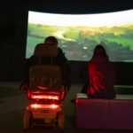 Watching a film in the Discovery Centre Craven Arms