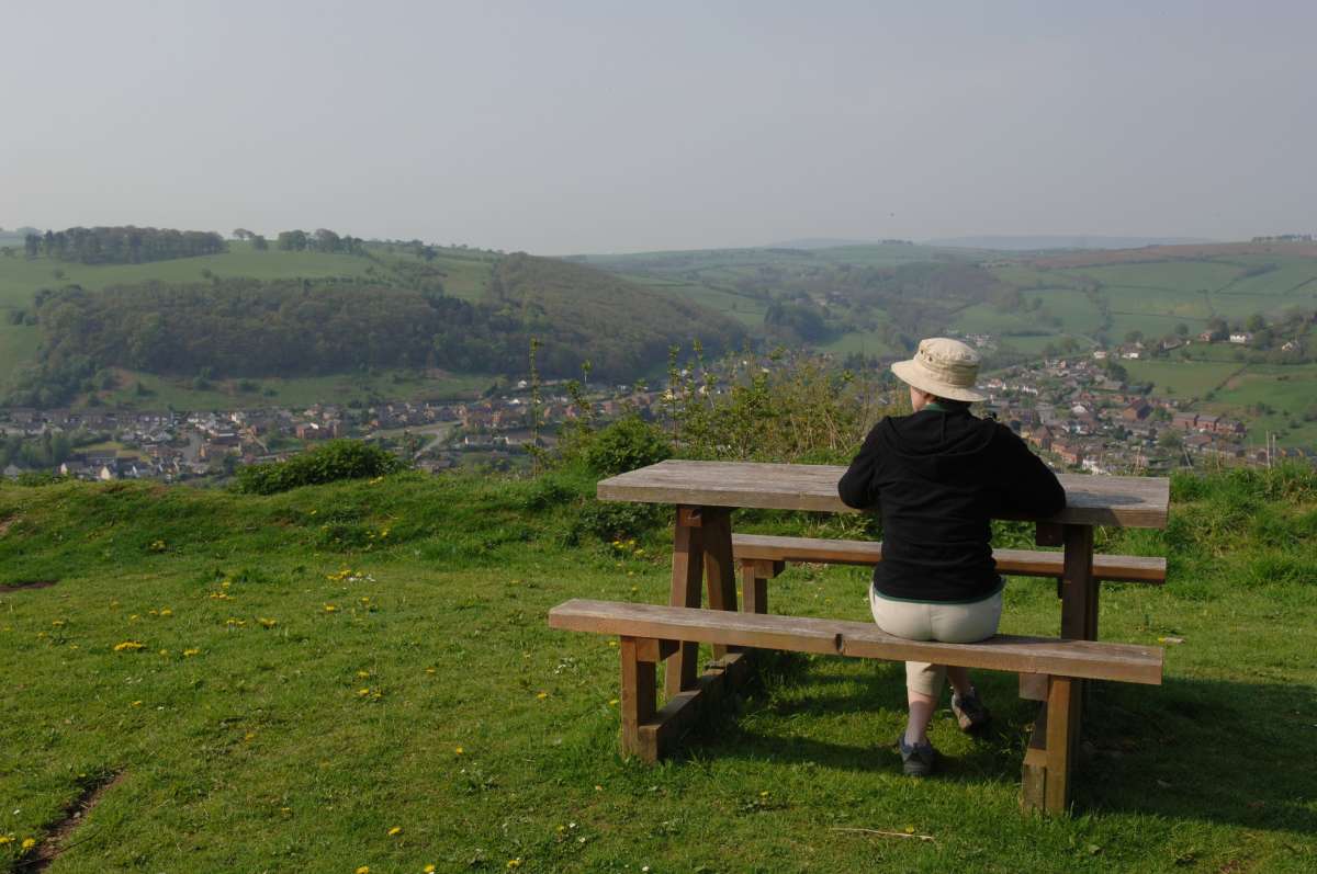 lady at picnic bench at Kinsley