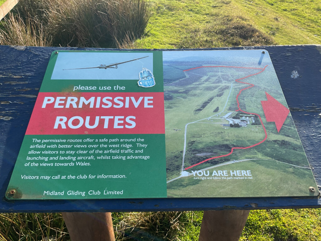 Photo showing that the routes at The Midland Gliding Club are permissive routes.